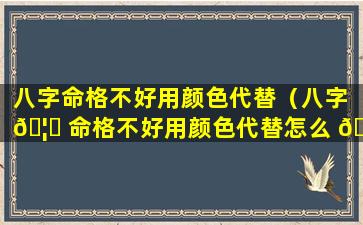 八字命格不好用颜色代替（八字 🦊 命格不好用颜色代替怎么 🦈 办）